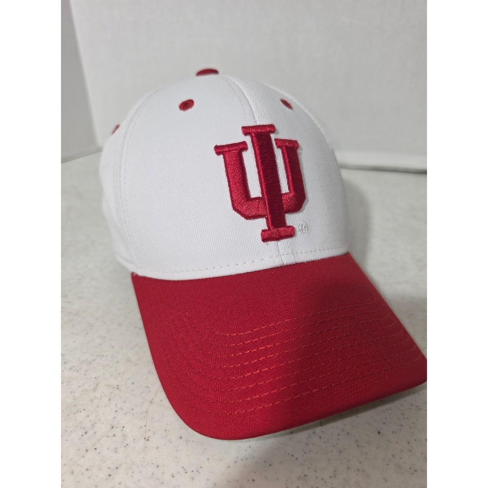Adidas Indiana University Hat Mens S/M White Red Good Climalite Stretch Fit Cap